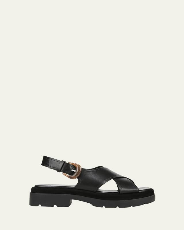 Helena Leather Crisscross Slingback Sandals